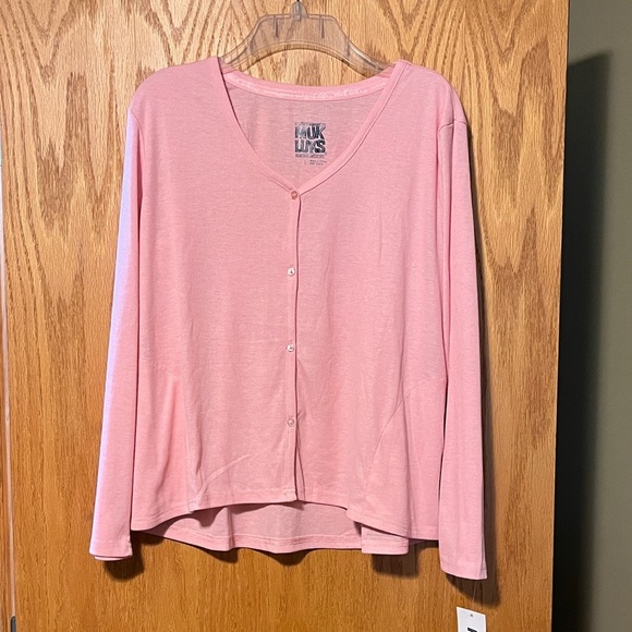 Muk Luks Pink Button-Up Pajama Top - Picture 1 of 8